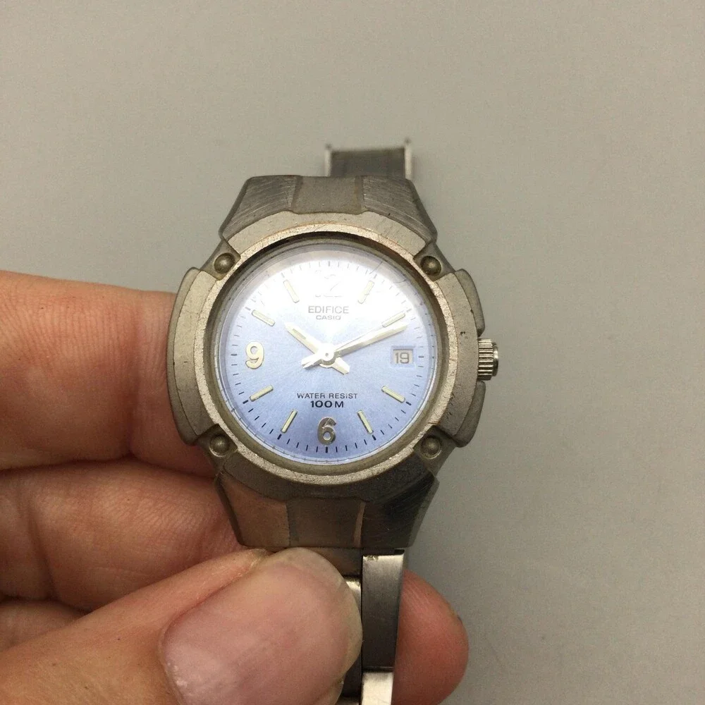 Casio Edifice 707 LWM-100 Womens Watch 29mm Blue Dial Date New Battery 6.75
